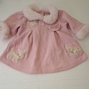 Le Top Vintage 3 Month Pink Fleece Baby Ribbed Dress